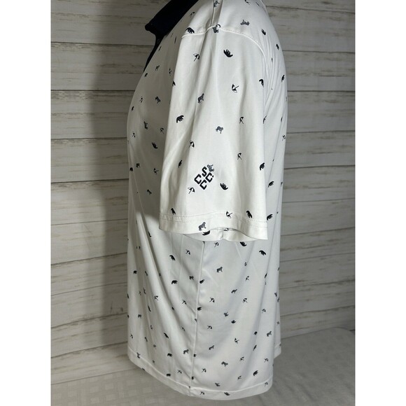 Swannies Polo Golf Shirt Men Size LARGE BEAR TIGER UMBRELLA Print Tennis Stretch - Picture 5 of 12
